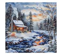 Xinpinzhou Kit Punto de Cruz con Hilos y Tela Impresa Paisaje Nevado, Cuadros en Cross Stitch Embroidery Bordar Punto de Cruz Kit Bordado Completo Esquemas para Principiantes Patrones Contado