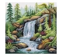 Xinpinzhou Kit Punto de Cruz con Hilos y Tela Impresa Streaming Paisaje, Cuadros en Cross Stitch Embroidery Bordar Punto de Cruz Kit Bordado Completo Esquemas para Principiantes Patrones Contado