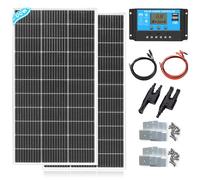 XINPUGUANG 200w Kit de panel solar 2pcs 100W 18V Módulo solar fotovoltaico monocristalino 20A Cable controlador para autocaravana Coche Caravana Inicio 12v Carga de batería