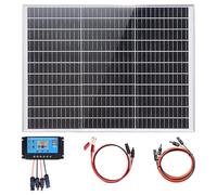 XINPUGUANG kit solar 60W 12v fuera de la red, Panel Solar monocristalino 50 vatios, controlador solar 10A 12V/24V, Ideal para camping, caravana, barco, autocaravana, casa (50)