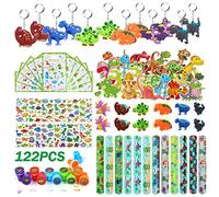 XINRANFF 122PCS Piñata Dinosaurios Cumpleaños Infantil, Artículos de Fiesta Dinosaurios Cumpleaños con Llavero Pulseras Pegatinas Tatuaje Bolsas de Regalo para Fiestas Piñata Dinosaurios Cumpleaños