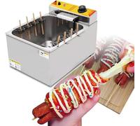 XINRISHENG Máquina para Freír Palitos de Salchicha y Queso de 1900W, Freidora de Corn Dogs de 12L, Máquina Comercial para Hacer Palitos de Salchicha y Queso, Freidora de Salchichas