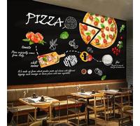 XINRUYI Papel pintado 3D negro pintado a mano pizza comida rápida restaurante pared paño sala dormitorio fondo pared arte decorativo
