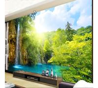 XINRUYI Papel pintado 3D papel pintado con vistas al bosque al lago y a la cascada adhesivos artísticos para la decoración del dormitorio y el salón