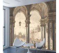 XINRUYI Papel pintado autoadhesivo 3D con arquitectura de arcos europeos antiguos, pegatinas decorativas para la pared del dormitorio y la sala de estar