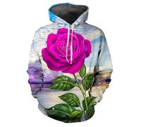 XINRUYI Sudadera con Capucha Estampada en 3D con Motivos Florales Coloridos para Hombre y Mujer, Manga Larga, Prenda Informal de Estilo Urbano.