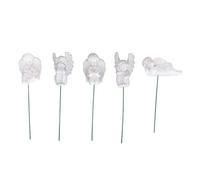 XinrZythrop 5 Piezas de figurita de Cupido sobre Palo, Set de figuritas de jardín de ángel Blanco, decoración Exterior en Resina en Miniatura con Recubrimiento Impermeable para el césped del