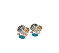 Xinsheinelry 1 Conjunto de joyería: Pendientes de collar de y coral con diamantes de imitación de aleación y perlas de imitación para ropa informal/formal de mujer Pendientes de collar de coral de