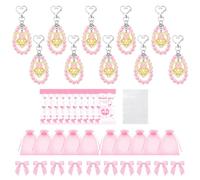 Xinsheinelry 10 llaveros con temática de huella de corazón, incluye bolsa de organza, cinta de envoltura de baby shower, suministros de fiesta para invitados, mezcla de metal, regalo de baby bash