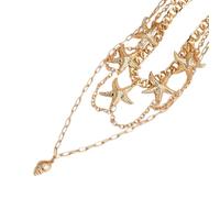 Xinsheinelry 2 piezas de joyería para múltiples ocasiones, collar de caracola de estrella de mar, cadena de clavícula ligera para traje de vacaciones, accesorio de, regalo para joyería de playa