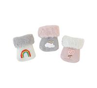 Xinsheinelry 3 pares de bonitos calcetines con terciopelo y grosor para niños pequeños de 0 a 5 años de dibujos animados geométricos arcoíris, Rainbow Girl, XS