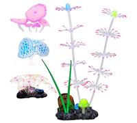 Xinsheinelry 4 piezas de corales para plantas acuáticas y peceras, adornos de aspecto natural, decoración de color fluorescente para acuarios, paisajes, accesorios de refugio de peces