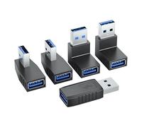 Xinsheinelry 5 adaptadores en ángulo USB 3.0 con durabilidad de metal de PVC para fiabilidad en múltiples dispositivos electrónicos, adaptador USB para laptop
