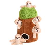 Xinsheinelry 6 juguetes de peluche para perros de peluche con forma de casa de árbol, madriguera, juguete chirriante para esconderse, búho, panda, juguetes interactivos para cachorros