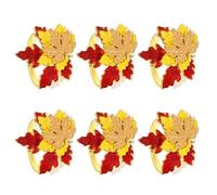 Xinsheinelry 6Pcs Metal Maples Leaf Napkin Rings Parties Serviettes Buckles Holder Simple Wedding Table Decoration For Daily Maple Leaf Rings Weddings Party Supplies Decorations