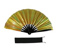 Xinsheinelry Abanico de Mano Colorido Reflectante de PVC, aplauso Plegable para Bailar para entusiastas del, Marco de bambú y Operaciones Suaves, Mano Colorida