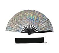 Xinsheinelry Abanico de Mano Colorido Reflectante de PVC, aplauso Plegable para Bailar para entusiastas del, Marco de bambú y Operaciones Suaves, Mano Colorida