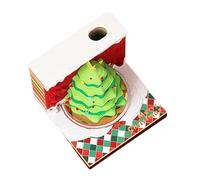 Xinsheinelry Bloc de notas de arte tallado con tema navideño, adorno de, escultura de 3D, bloc de notas con portalápices para decoración navideña Blocs de notas con luz LED