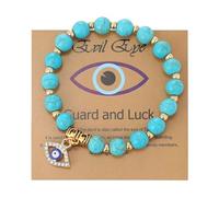 Xinsheinelry Brazalete único de Malocchio Plan con cuentas de piedra de équido de Dogrose y cadena de mezcla permanente para Brazalete de Malocchio de piedra de équido de