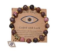 Xinsheinelry Brazalete único de Malocchio Plan con cuentas de piedra de équido de Dogrose y cadena de mezcla permanente para Brazalete de Malocchio de piedra de équido de