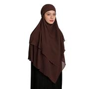 Xinsheinelry Bufanda de poliéster de doble capa para la cabeza, turbantes para estilos globales, preferencias y tendencias, chal de poliéster, café, Talla única