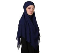Xinsheinelry Bufanda de poliéster de doble capa para la cabeza, turbantes para estilos globales, preferencias y tendencias, chal de poliéster, azul marino, Talla única