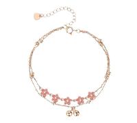 Xinsheinelry Cadena de Tobillo de Cobre con Delicado Dije de Campanas de Flor de durazno para Uso Diario Accesorio de Ajuste cómodo para Mujer Tobillera de Campanas Ajustable para Mujer