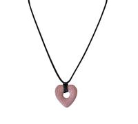 Xinsheinelry Cadena simple de piedra volcánica con detalle de corazón vacío en cordón de piel negra que se siente vacío, One Size, como se describe, como se describe