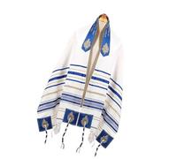 Xinsheinelry Chal de oración de judíos étnicos de gran tamaño, 60 x 180 cm, bufanda para rituales sagrados y festivales étnicos tradicionales, reuniones religiosas, azul real, Talla única