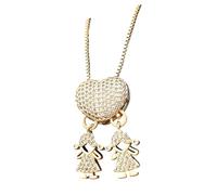 Xinsheinelry Collar clásico de cobre chapado en oro a juego con dije de niño y niña, ideal para parejas, regalo sentimental, One Size, como se describe, como se describe
