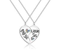 Xinsheinelry Collar con colgante de corazón separado para hermanas pequeñas, para niñas, adolescentes, damas, rompecabezas, joyería, juego de regalo, medio acero inoxidable