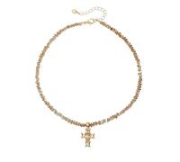 Xinsheinelry - Collar con colgante de cruz de aleación ligera con incrustaciones triangulares para mayor comodidad y longevidad, One Size, Como se describe, as described