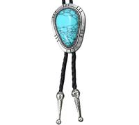 Xinsheinelry Collar de corbata de bolo turquesa de moda, joyería elegante con cadena de cuerda de poliuretano, perfecto para usar en capas o un solo uso, cadena de suéter de inspiración étnica, One