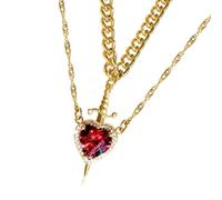 Xinsheinelry Collar de espadas con longitud ajustable, cadena de acero inoxidable, accesorios de moda para mujeres y hombres, accesorio de fiesta, collar de cadena ajustable, Red, como se describe