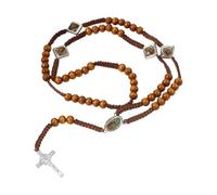 Xinsheinelry Collar de rosario católico con cuentas de madera, rosarios con medallas milagrosas, cruces de crucifijo para mujeres y hombres, collar de cruces con cuentas de oración