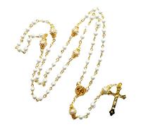 Xinsheinelry Collar de rosario de perlas vintage con crucifijo para colgante, 6*8MM 16.5cm 38cm 76cm 2.3*4.3cm 1.5*1.5cm, Metal