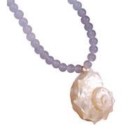 Xinsheinelry Collar único de concha de concha oceánica para mujer, estilo de playa natural, regalo de moda, collar de conchas marinas naturales, One Size, como se describe, como se describe