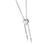 Xinsheinelry Corbatas en forma de corazón Collar de acero inoxidable unisex con diamantes de imitación deslizable para regalar y uso diario Cadena para cuello de acero inoxidable