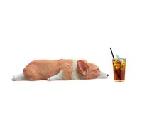 Xinsheinelry Corgis Dog and Iced Drinks - Juego de figuras decorativas de resina para salpicadero de coche, amantes de las mascotas y oficinas en casa, decoración de escritorio, adornos coleccionables