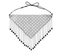 Xinsheinelry Deslumbrante máscara de borlas de, joyería para la, diamantes de imitación, de malla con flecos, accesorio elegante para actuaciones en escenario, disfraces de fiesta, joyería