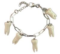 Xinsheinelry Elegante pulsera de acero Ti con dije de dientes de resina único, accesorio de muñeca de gótica para uso diario, accesorio gótico de