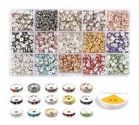 Xinsheinelry Espaciadores de diamantes de imitación de cristal, cuentas redondas vibrantes con espaciador de cristales para fabricantes de joyas y diseñadores, cuentas espaciadoras Rondelle
