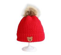 Xinsheinelry Gorro y pañuelo de oso de dibujos animados para niños y niñas, bufanda de cuello cálido, gorro perfecto para actividades al aire libre, bufanda de punto, bonito patrón de oso, protección