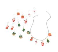 Xinsheinelry Joyas navideñas para mujer, que incluyen collar y 6 pares de aretes colgantes, artículos para fiestas y aretes, iluminan y configuran árbol y conjunto de cuentas, joyería para y pulsera