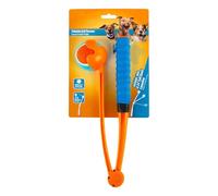 Xinsheinelry Juguete flexible para perros para jugar en interiores y exteriores, incluye cuentas de alta elasticidad, pequeño plan plegable que reduce la fatiga del brazo, iniciador de pelota plegable