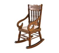 Xinsheinelry Mecedora en miniatura de madera para casas de muñecas de 1/12, modelo de decoración, proyecto de manualidades, sala de estar, accesorios de exhibición de escenas, silla mecedora de madera
