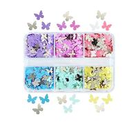 Xinsheinelry Mezcla brillante de lentejuelas de mariposa para decoración de uñas, copos de arte de uñas, mezcla brillante para álbumes de recortes y adornos, purpurina para mascotas