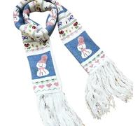 Xinsheinelry Pañuelo con estampado de muñeco de nieve elegante a cuadros, bufanda larga de invierno para otoño e invierno, bufanda cálida, azul, Taille unique