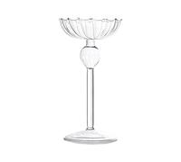 Xinsheinelry Portavelas de cristal con diseño de rayas de pie alto, transparente para cenas y bodas a la luz de las velas