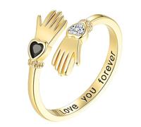 Xinsheinelry Preciosos anillos de sujeción de manos, anillo ajustable con brillantes anillos de circonita, One Size, como se describe, como se describe